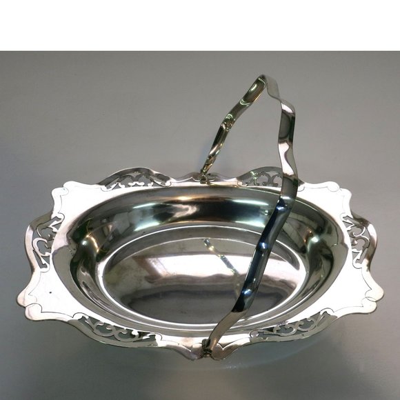 Vintage Silver Plated Basket w/ Handle Made in ENGLAND, E.P.N.S Hard Soldered - Picture 4 of 12